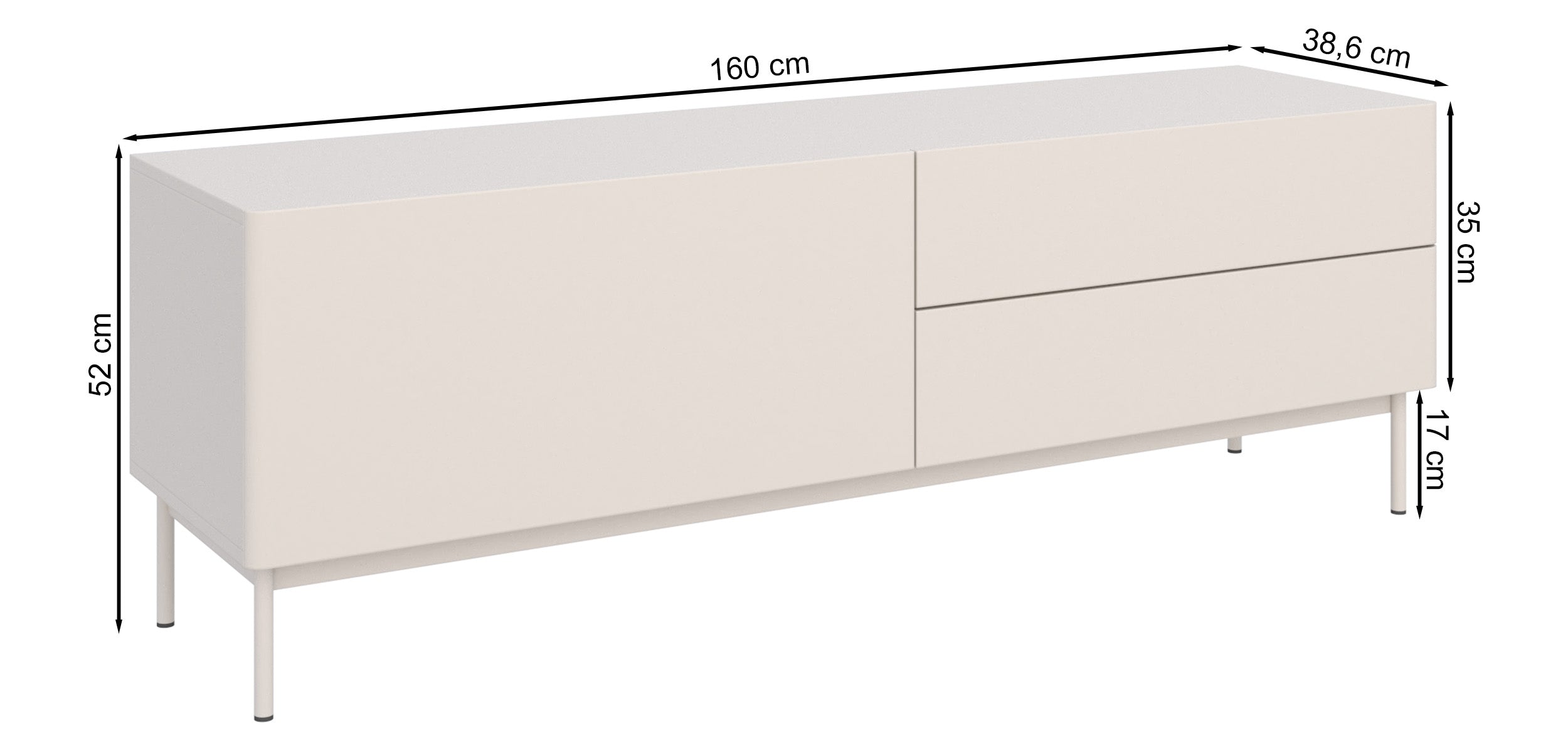 selsey-olio-tv-schrank-160-cm-mit-klappe-und-zwei-schubladen-wei image 5