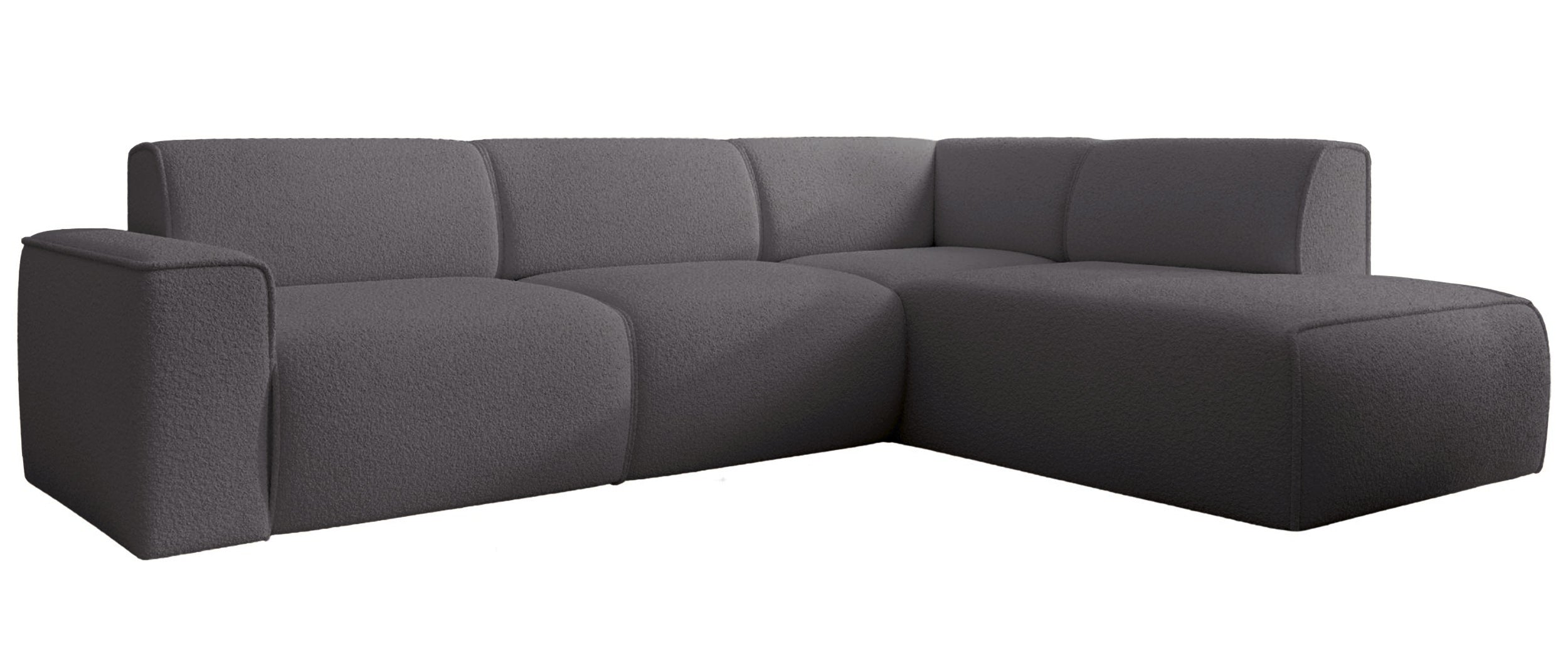 selsey-bouvi-ecksofa-l-f-rmig-rechte-armlehne-dunkelgrauer-boucl-stoff image 4