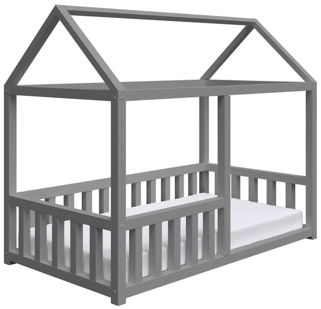 selsey-vistena-hausbett-75x160-cm-grau-kiefernholz-mit-lattenrost image 1