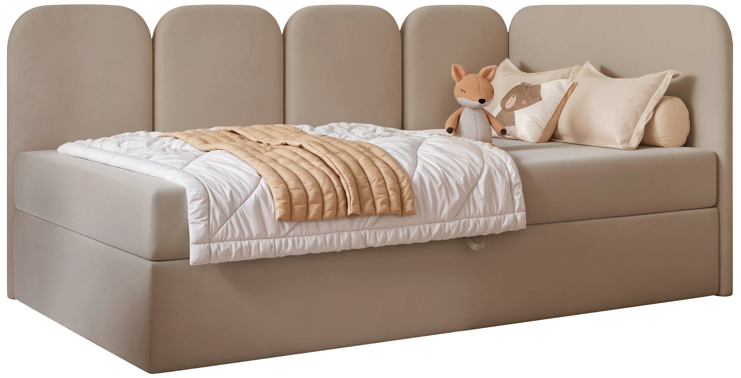 selsey-nubini-jugendbett-90x200-cm-rechts-mit-stauraum-beige-velours image 1