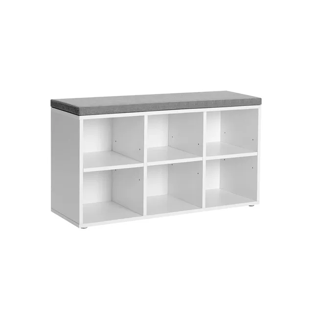 vasagle-schuhbank-mit-6-f-chern-und-3-verstellbaren-ablagen-wei image 1