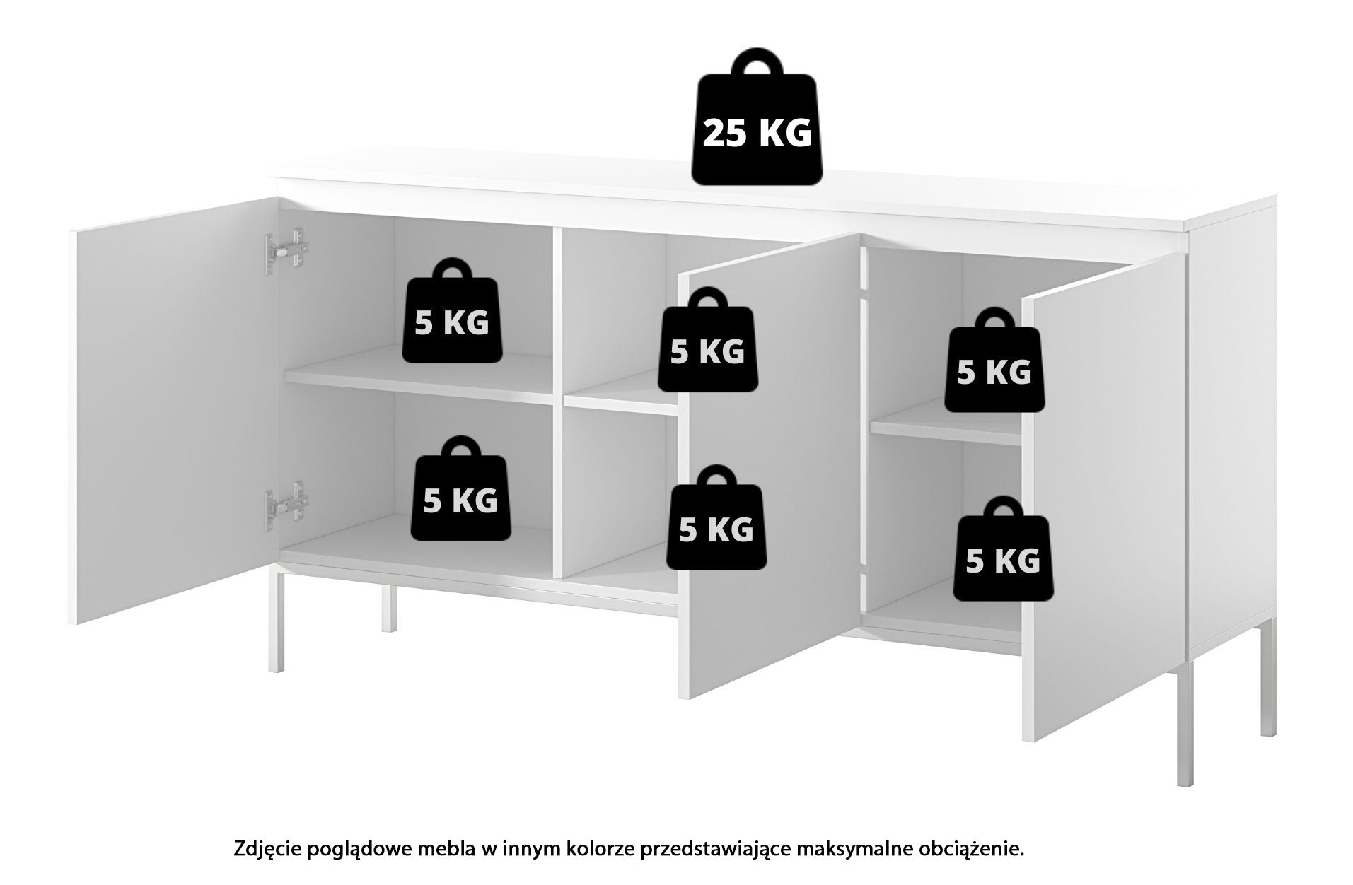 selsey-bemmi-kommode-150-cm-schwarz-mit-3-dreht-ren-und-goldenen-beinen image 8