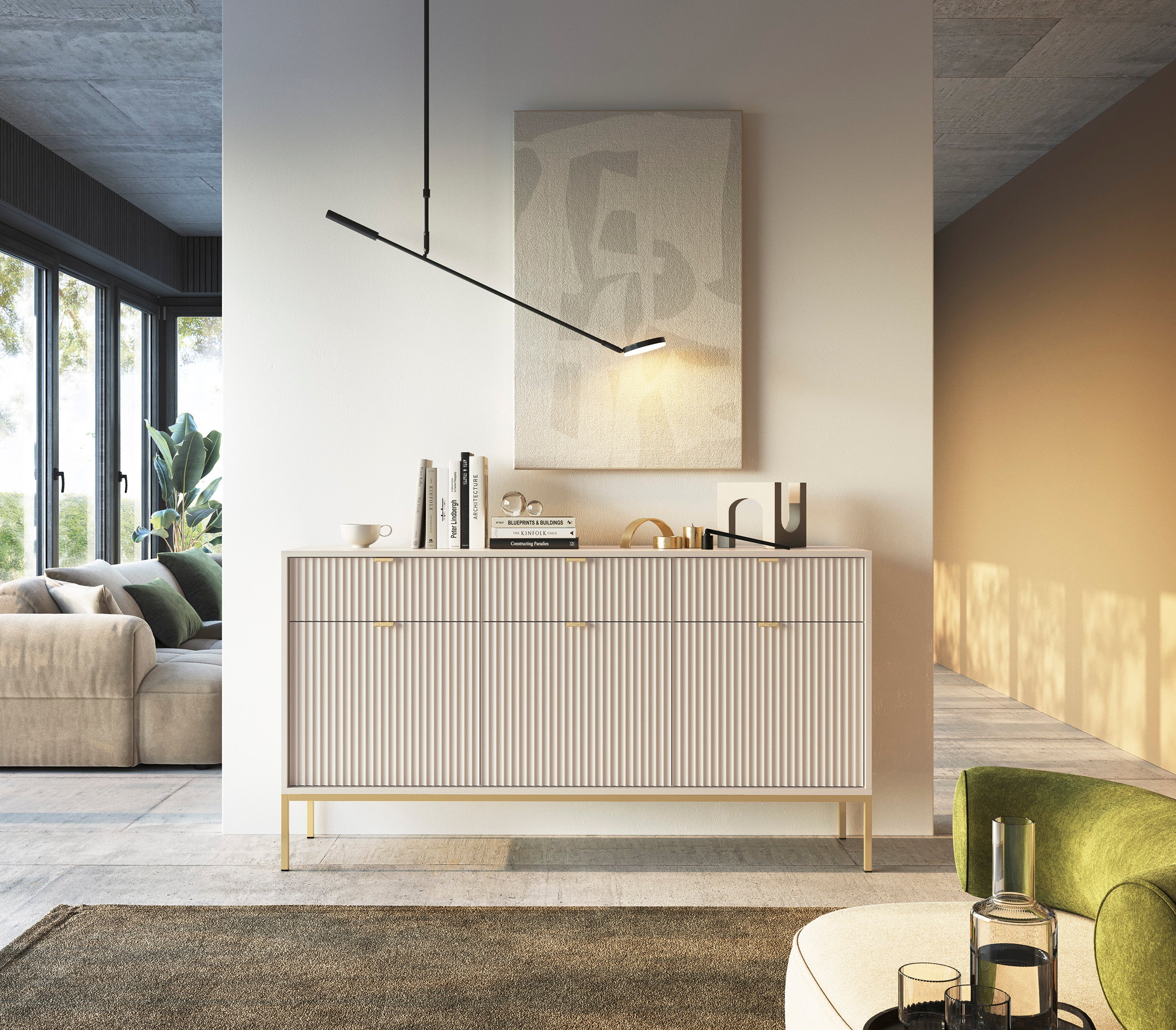 selsey-vellore-dreht-r-kommode-154-cm-kaschmir-mit-rillenfronten-und-goldenem-ge image 2