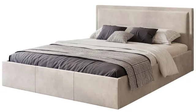 selsey-soave-polsterbett-140x200-cm-mit-stauraum-hellbeiger-samt-metallrahmen image 1