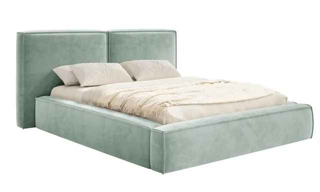 selsey-tilves-polsterbett-180x200-cm-mit-stauraum-salbeigr-ner-samt-metallrahmen image 1
