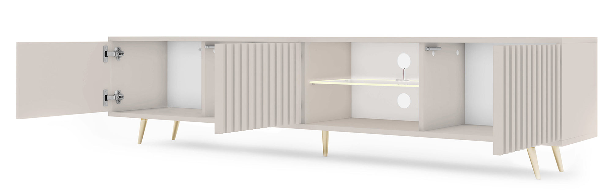 selsey-tv-schrank-bello-175-cm-3-t-rig-kaschmir-gold-lamellen-led-glasablage image 3