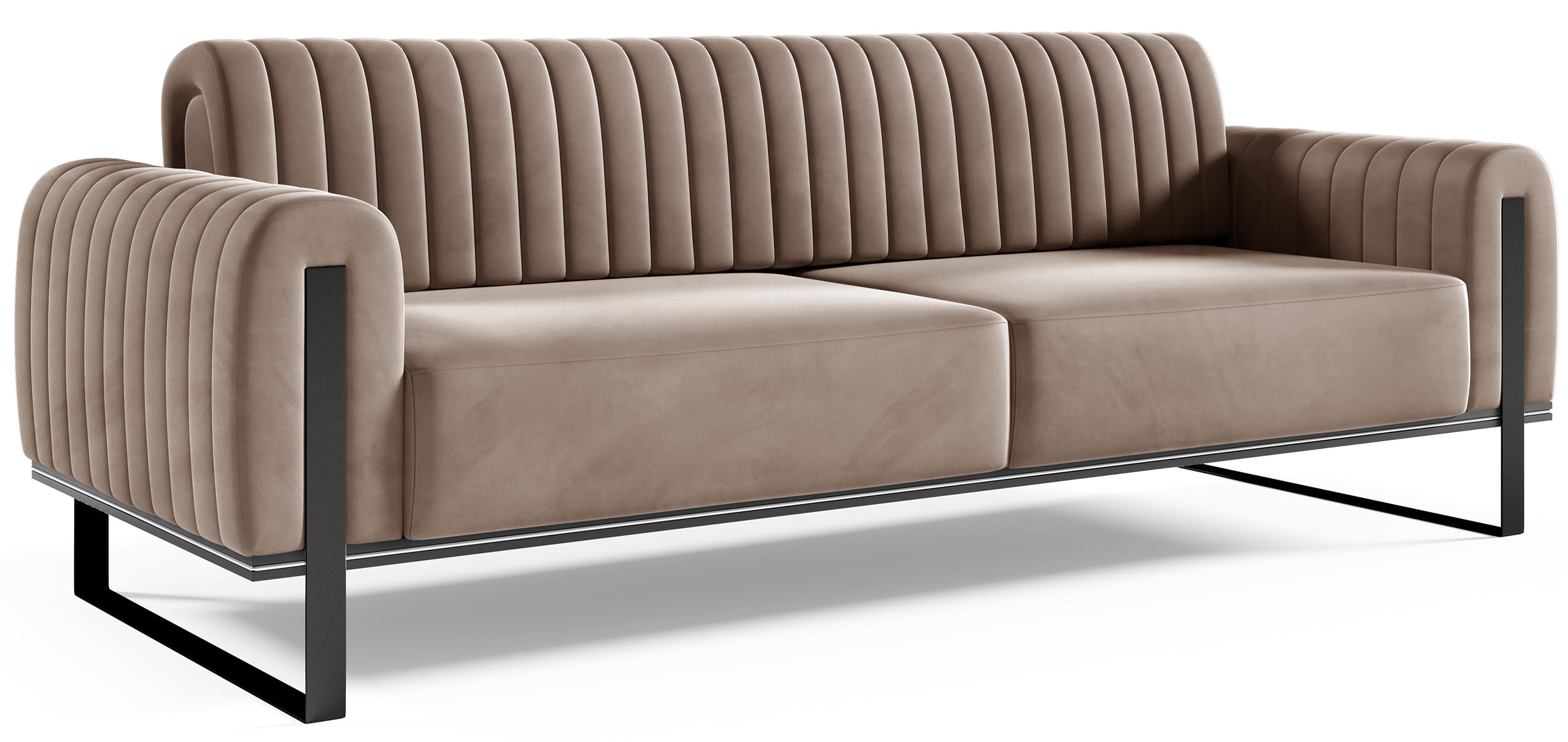 selsey-parissa-dreiersofa-3-sitzer-beige-samt-schwarze-beine image 4