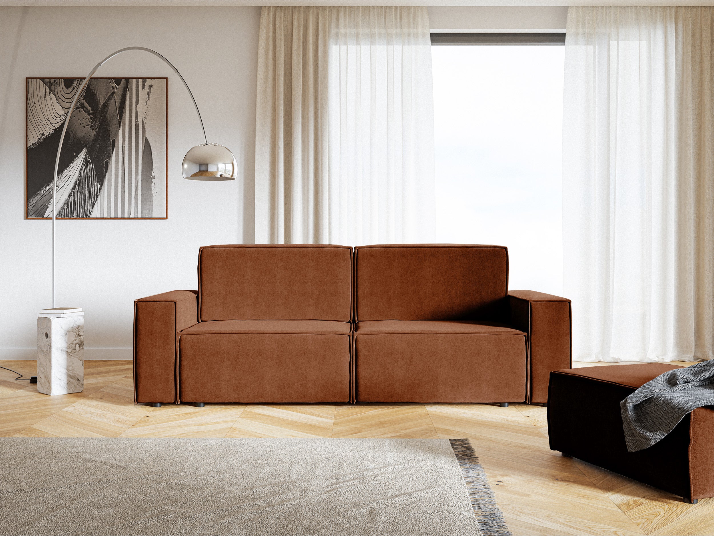 selsey-copertino-dreisitziges-ausklappbares-sofa-kupfer-velours image 3