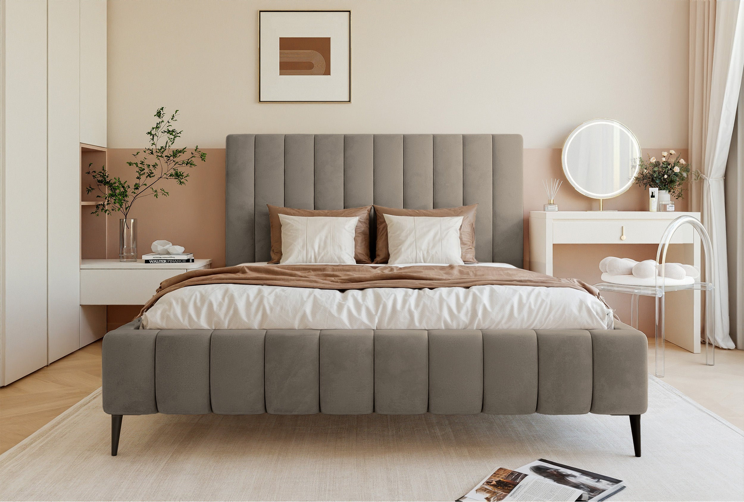 selsey-fiarro-polsterbett-140x200-cm-mit-bettkasten-grau-beige-samtvelours image 3
