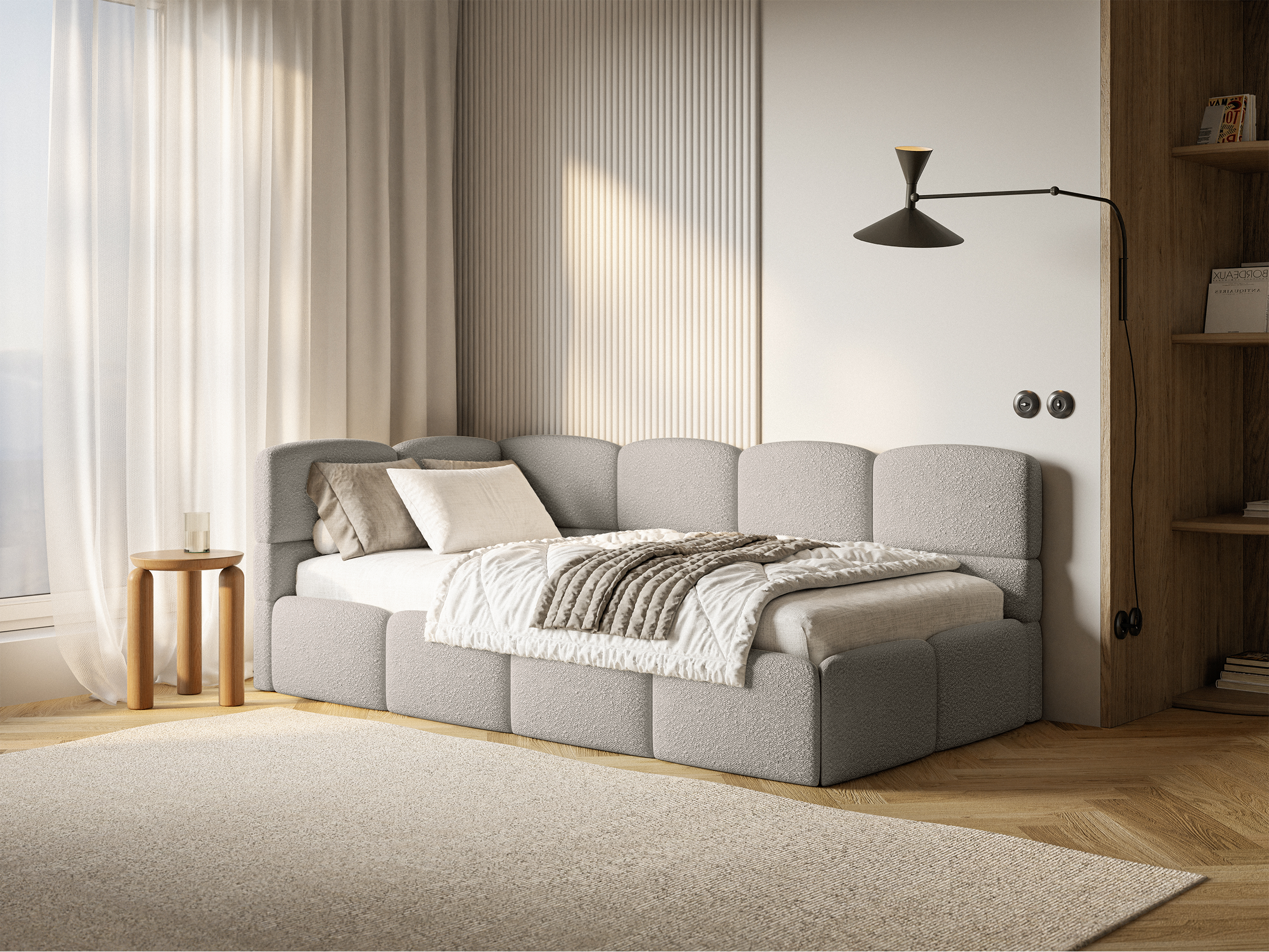 selsey-cloudy-jugendbett-90x200-cm-links-grau-beiges-boucl-mit-stauraum image 2