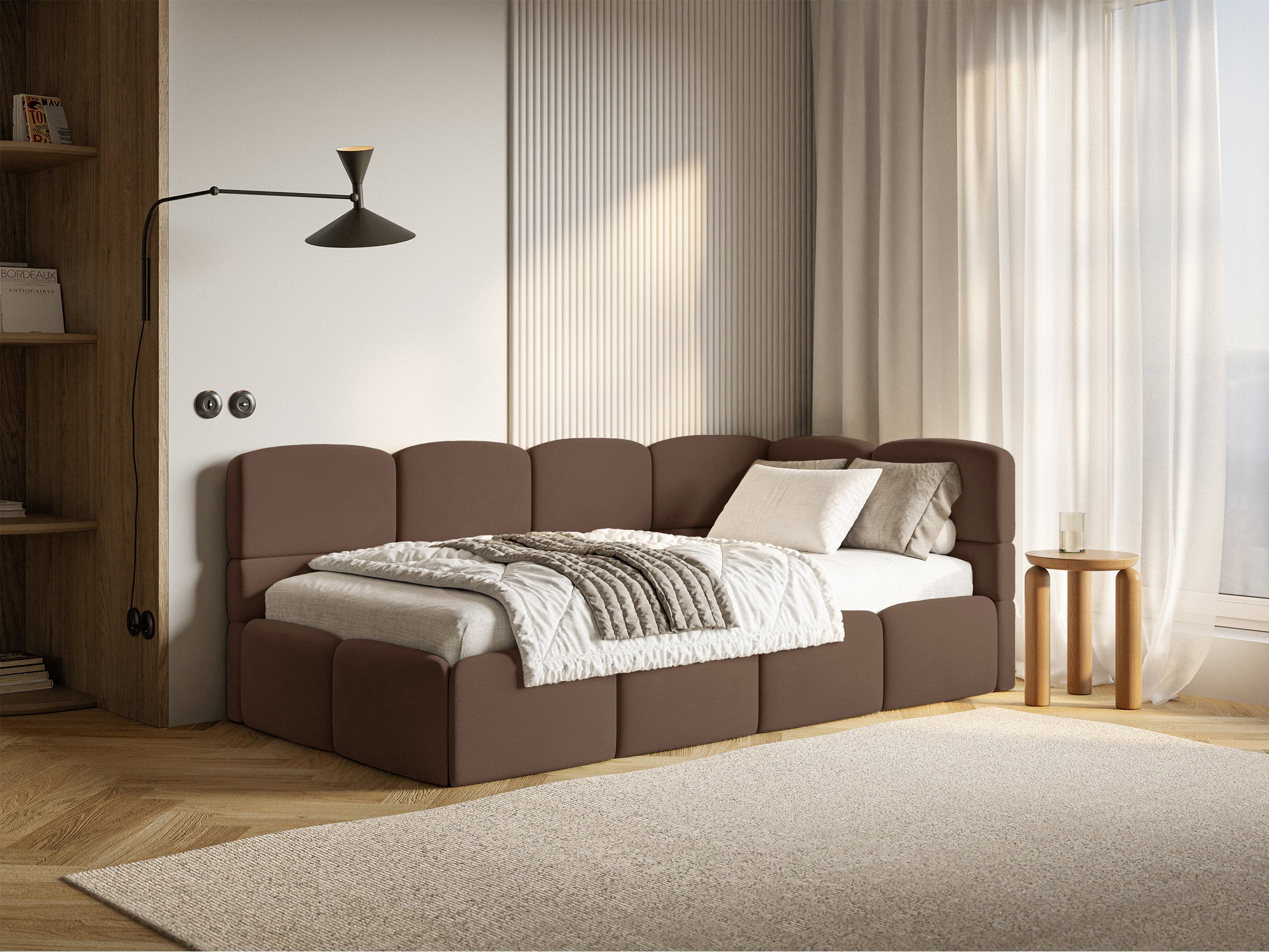 selsey-cloudy-jugendbett-120x200-rechts-braun-velours-mit-matratze-und-stauraum image 2