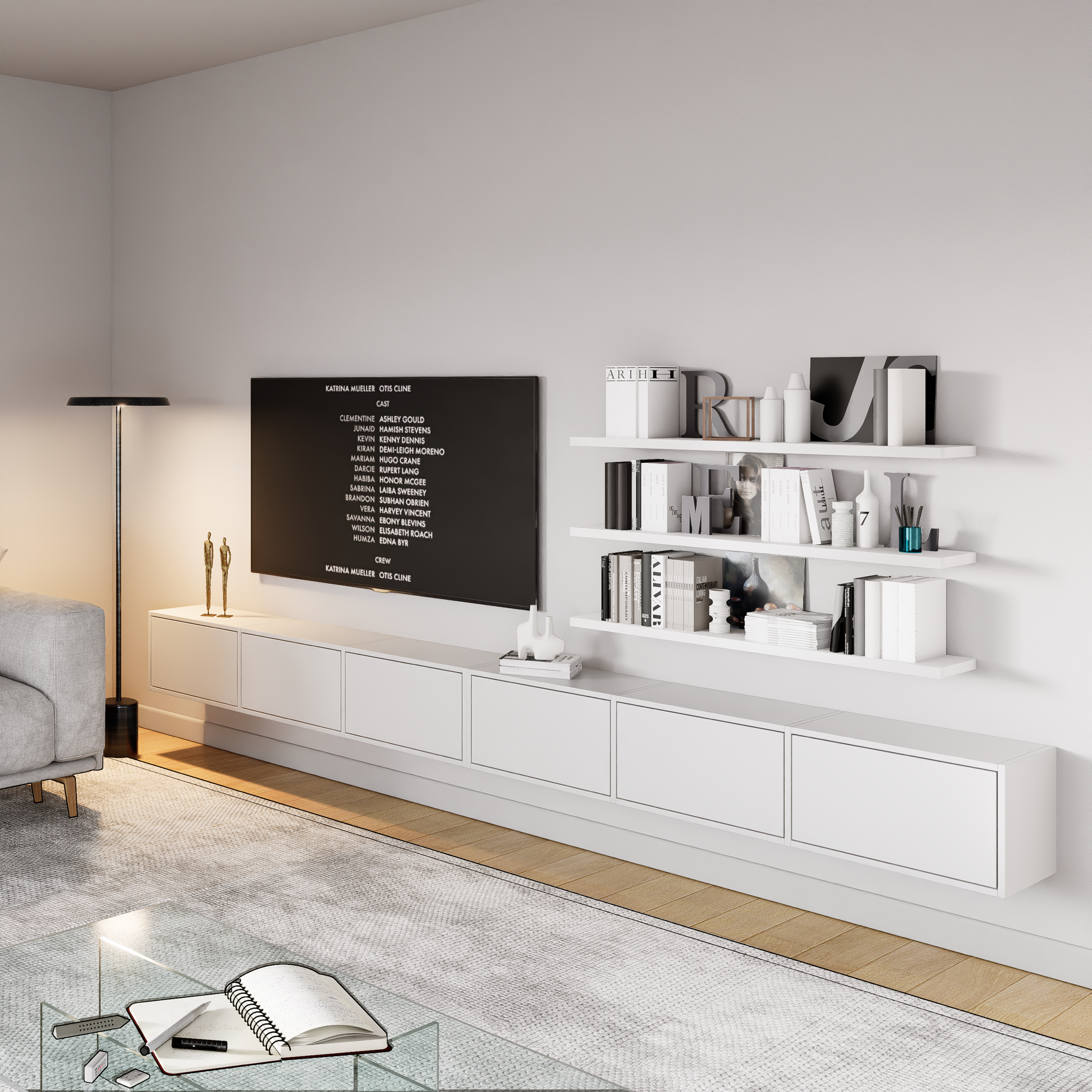 selsey-framme-h-ngender-tv-schrank-300-cm-mit-6-klappen-wei image 2