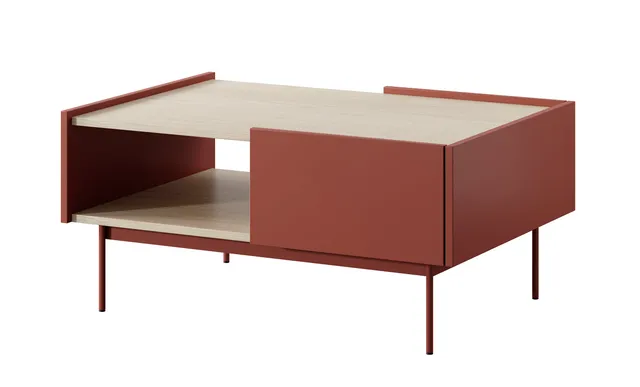 selsey-color-couchtisch-97x65-cm-mit-schubladen-ziegelrot-eiche-linea image 1