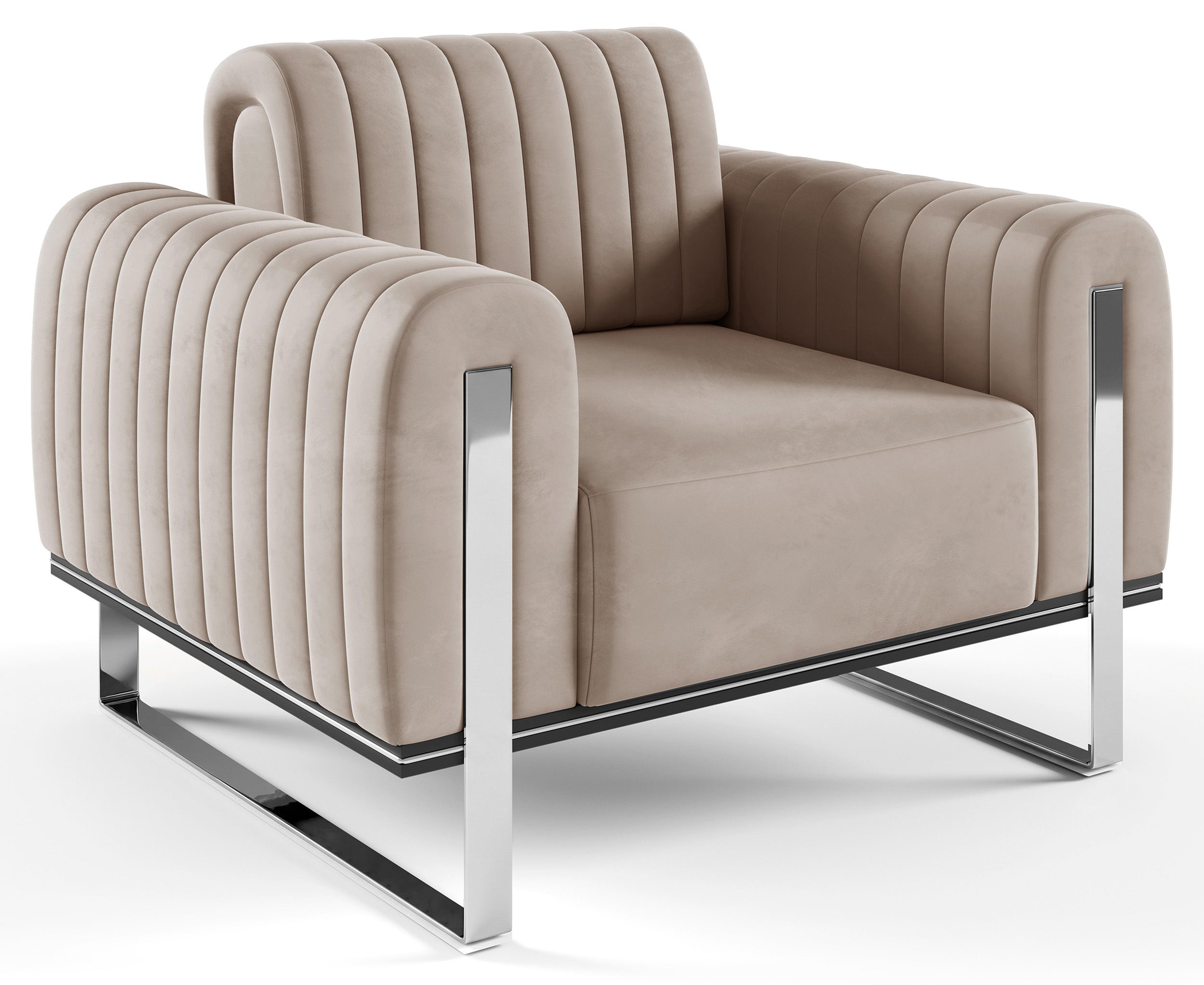 selsey-parissa-schalensitz-sessel-hellbeige-samt-chrombeine image 1