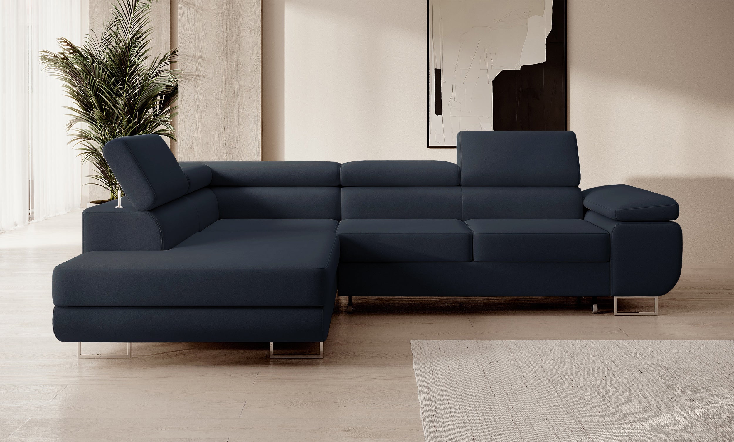 selsey-stevil-ecksofa-l-links-mit-schlaffunktion-und-stauraum-marineblauer-samt image 5