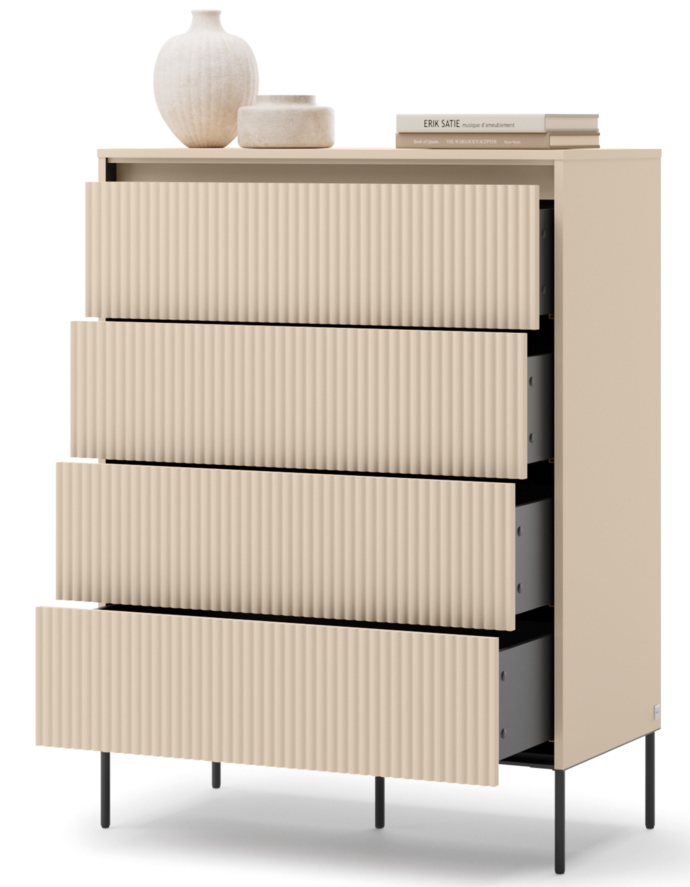 selsey-trend-hohe-kommode-93-cm-mit-4-schubladen-und-beleuchtung-sandbeige-schwa image 5