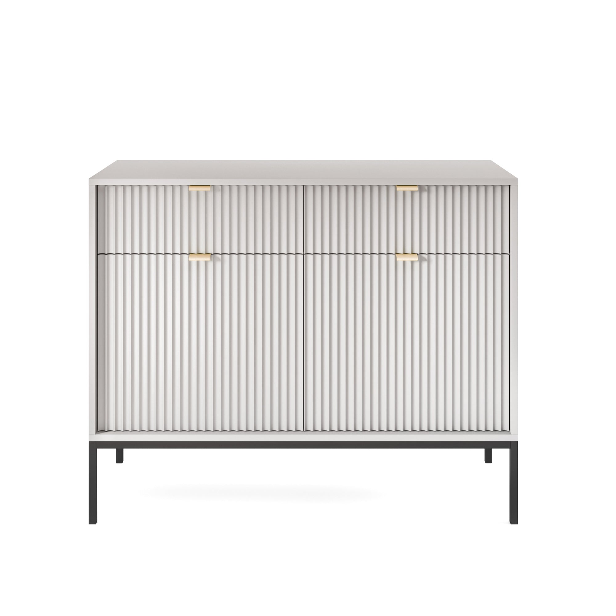 selsey-vellore-zweit-rige-kommode-104-cm-grau-geriffelte-fronten-goldene-griffe image 3
