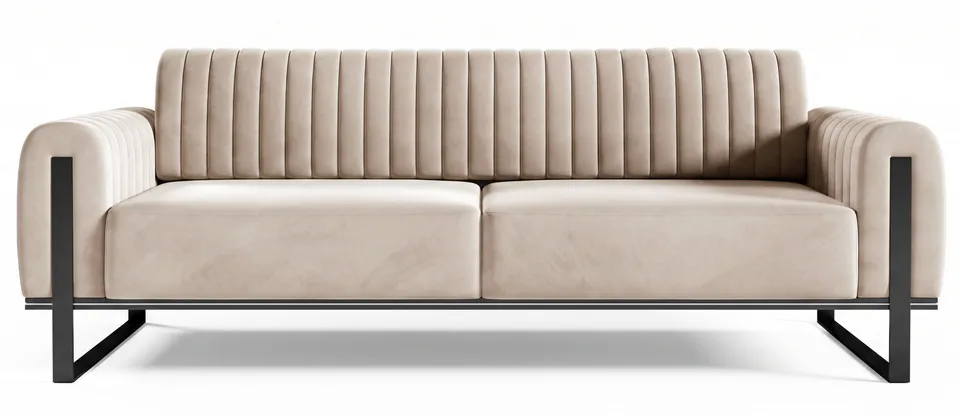 selsey-parissa-dreisitziges-sofa-hellbeiger-samt-schwarze-beine image 1