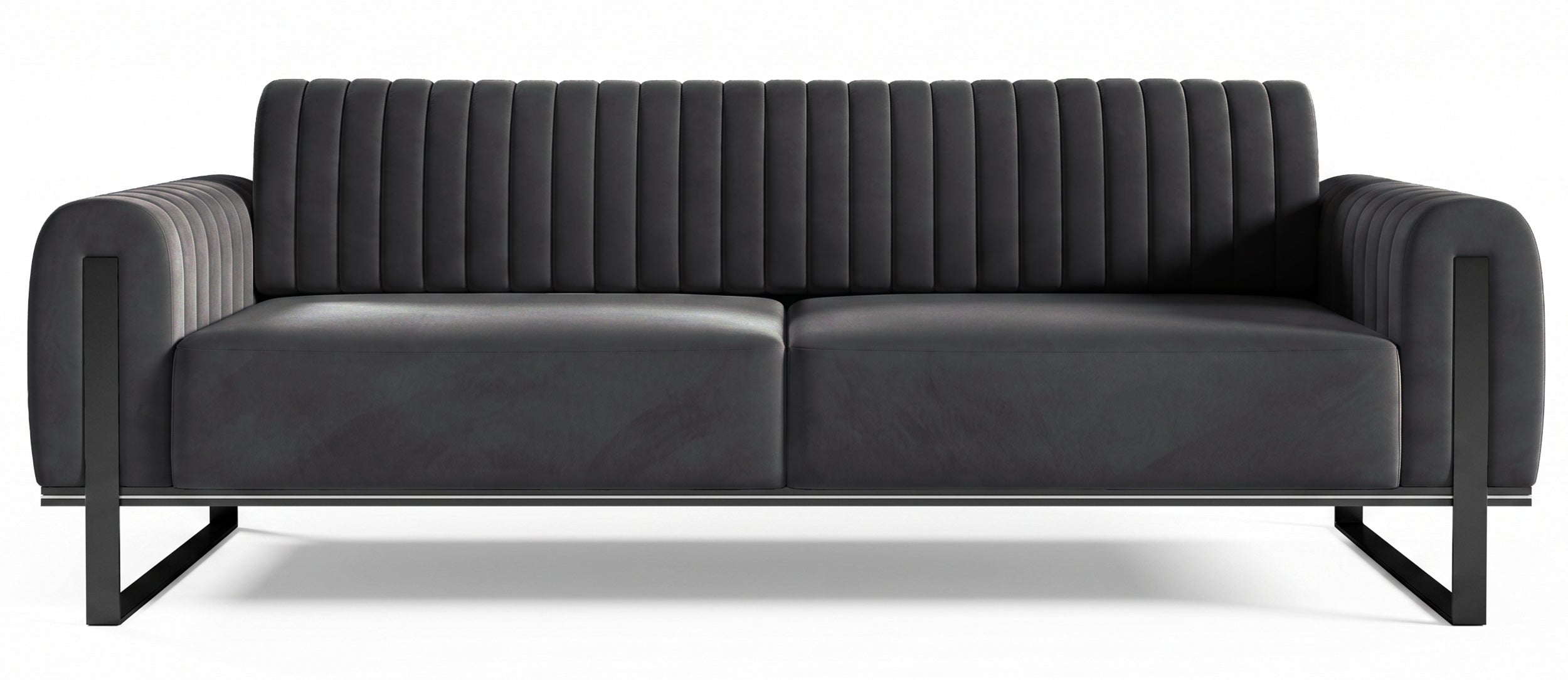 selsey-parissa-dreisitziges-sofa-dunkelgrauer-samt-schwarze-beine image 1
