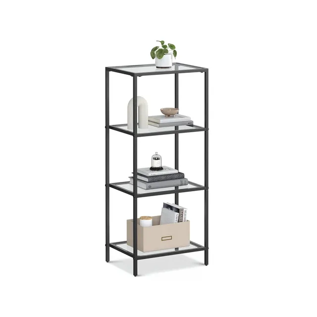 vasagle-standregal-mit-4-ablagen-aus-hartglas-schwarz image 1