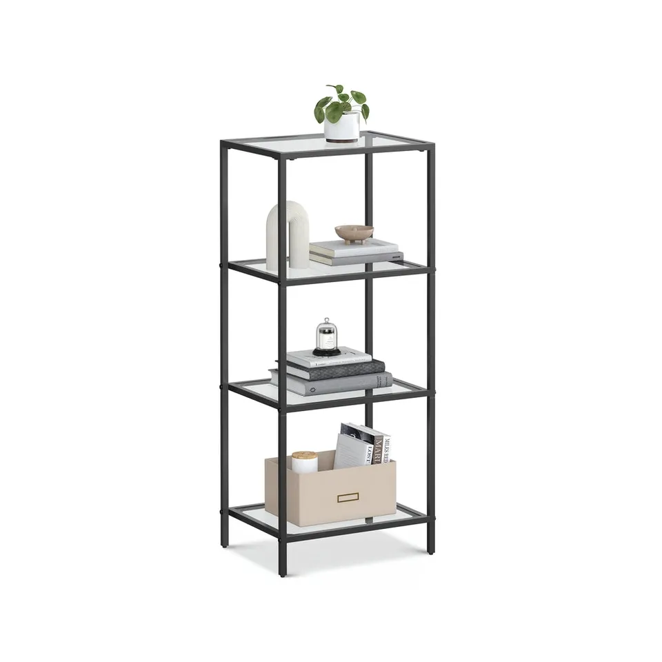 vasagle-standregal-mit-4-ablagen-aus-hartglas-schwarz image 1