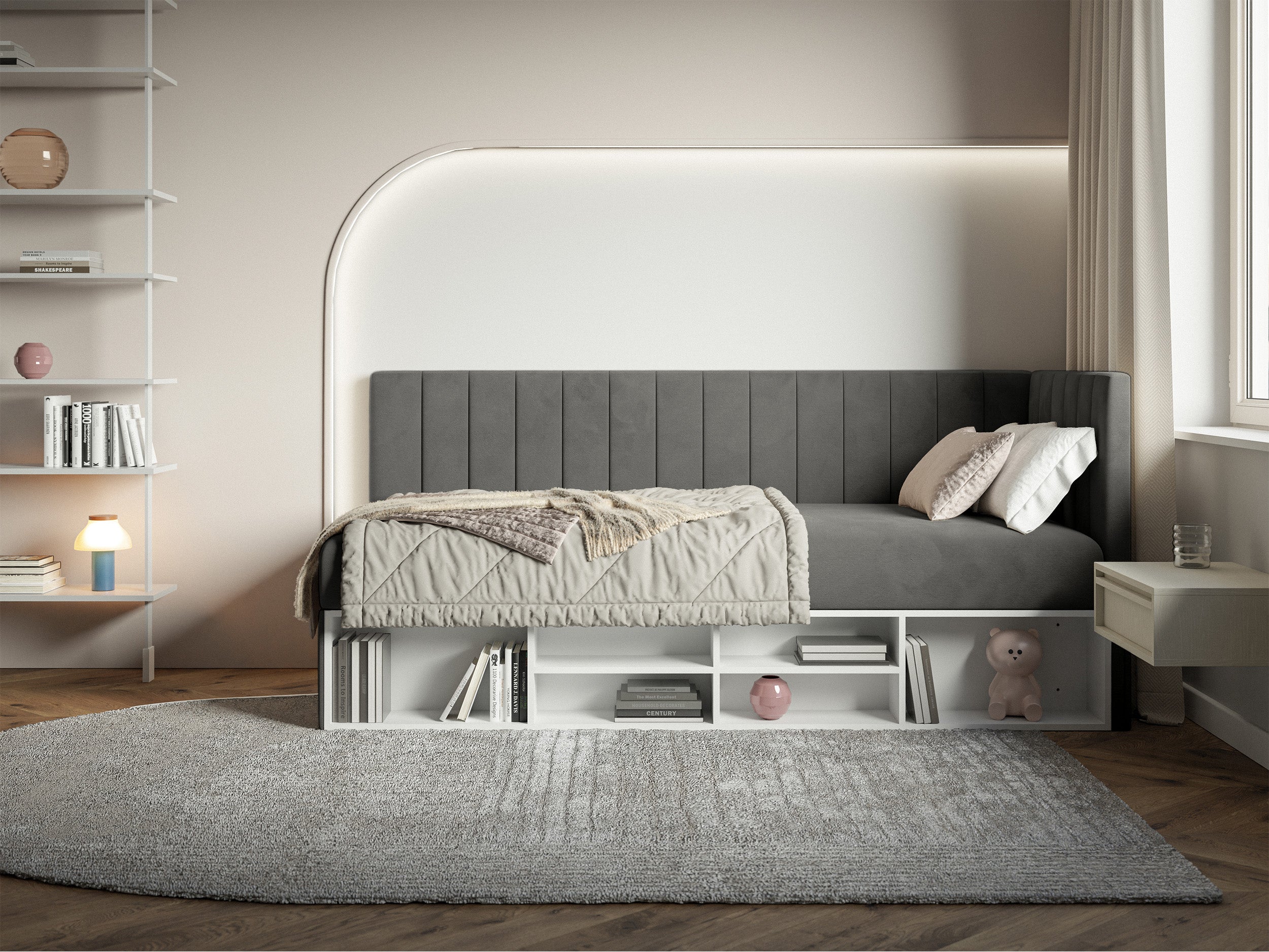selsey-ventrio-jugendbett-90x200-cm-rechts-mit-stauraum-und-regalen-dunkelgrauer image 3