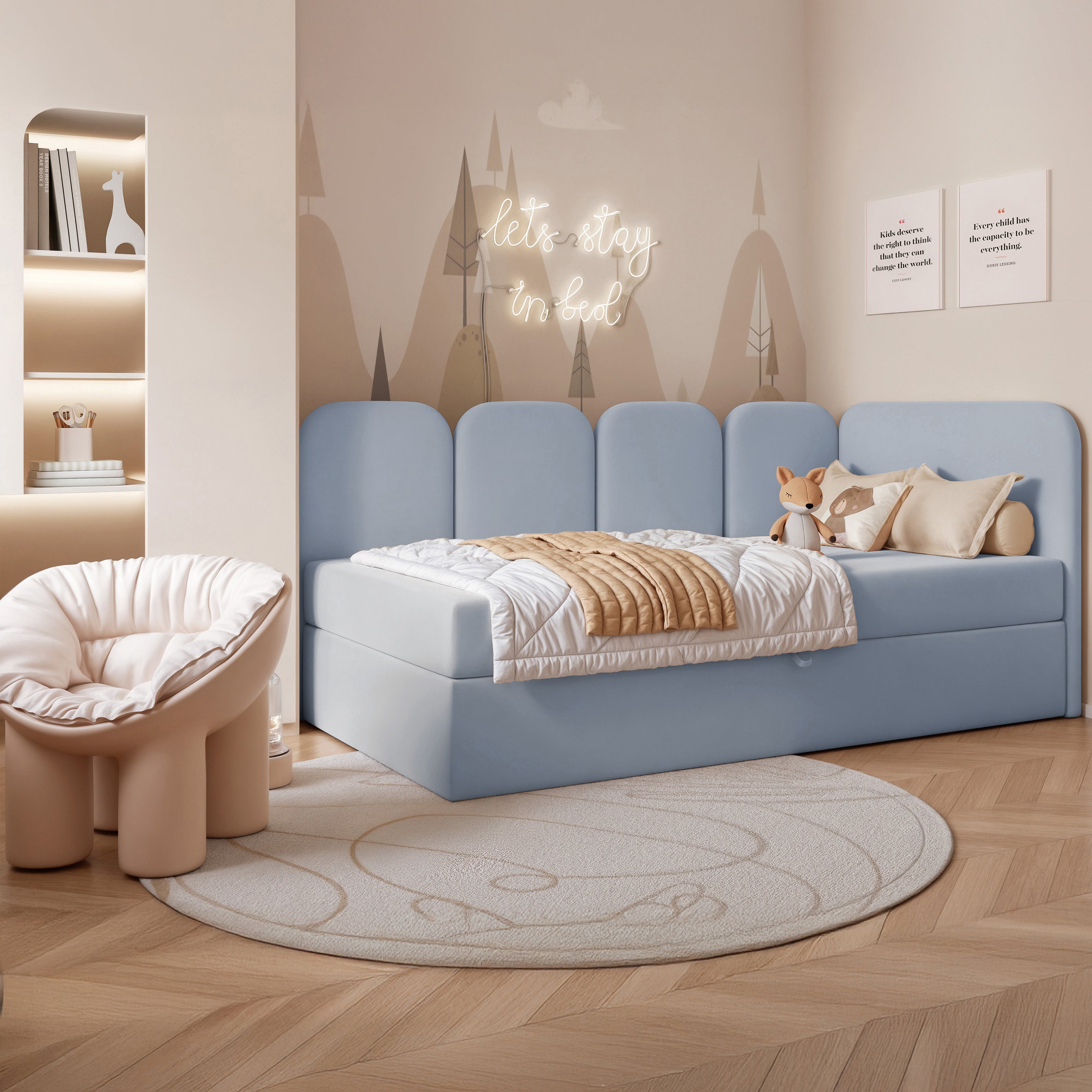selsey-nubini-jugendbett-90x200-cm-rechts-hellblauer-hydrophober-samt-mit-staura image 2