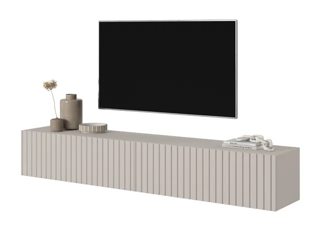 selsey-telire-tv-schrank-175-cm-grau-beige-mit-lamellenfront image 1