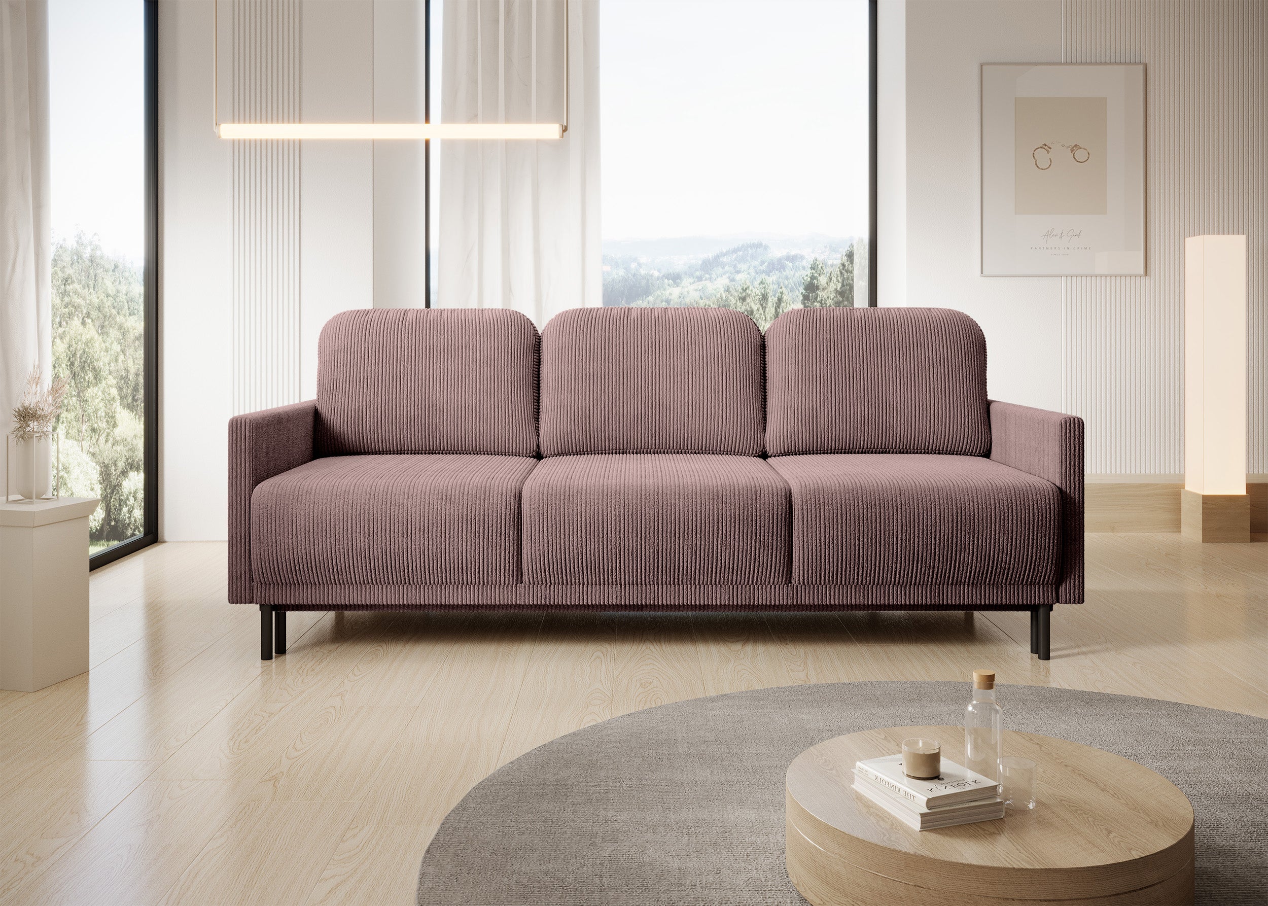 selsey-hamiel-dreisitziges-ausklappbares-sofa-mit-stauraum-flieder-cord image 2