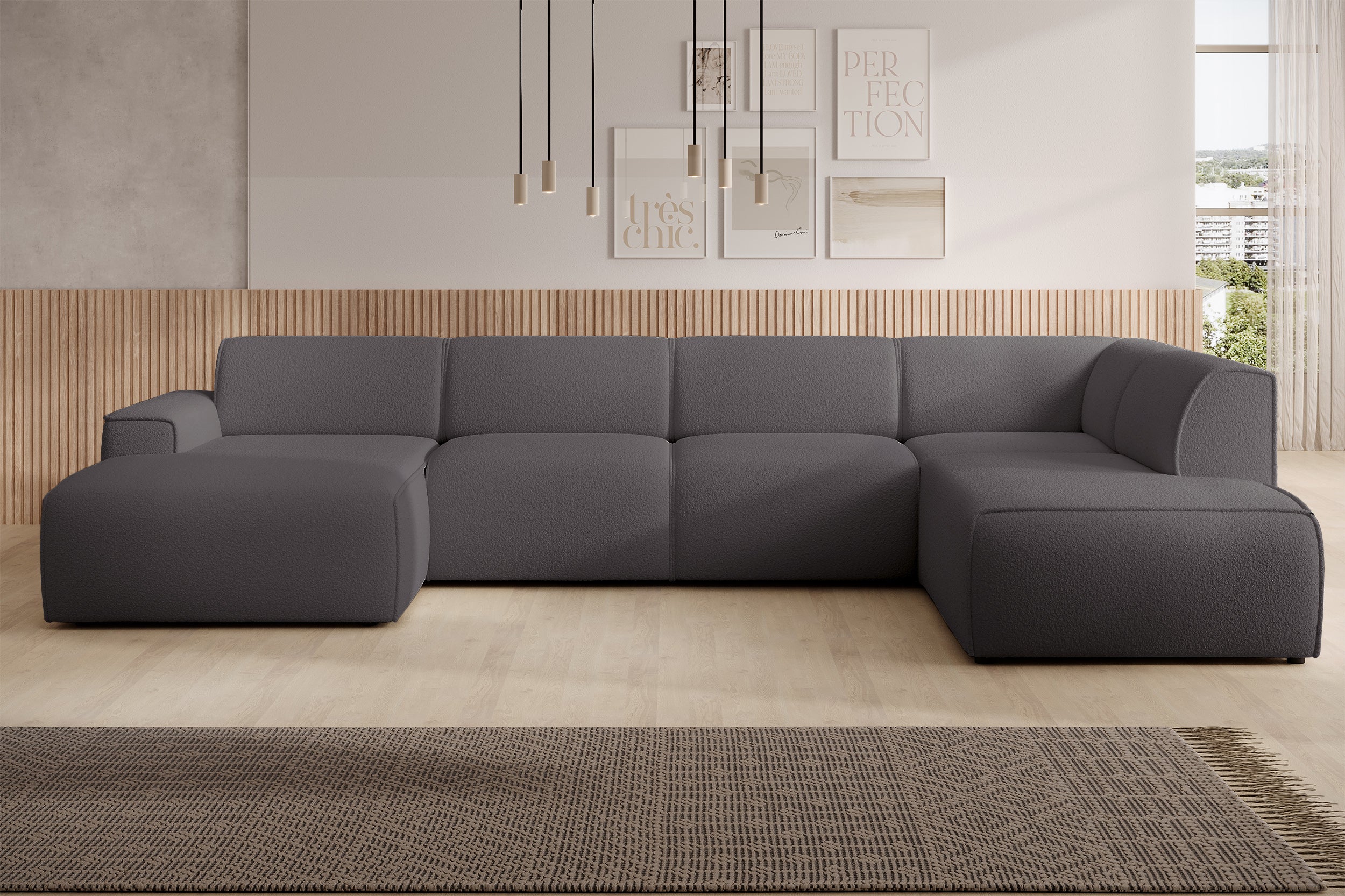 selsey-bouvi-ecksofa-u-f-rmig-rechtsseitig-dunkelgrau-boucl-stoff image 2