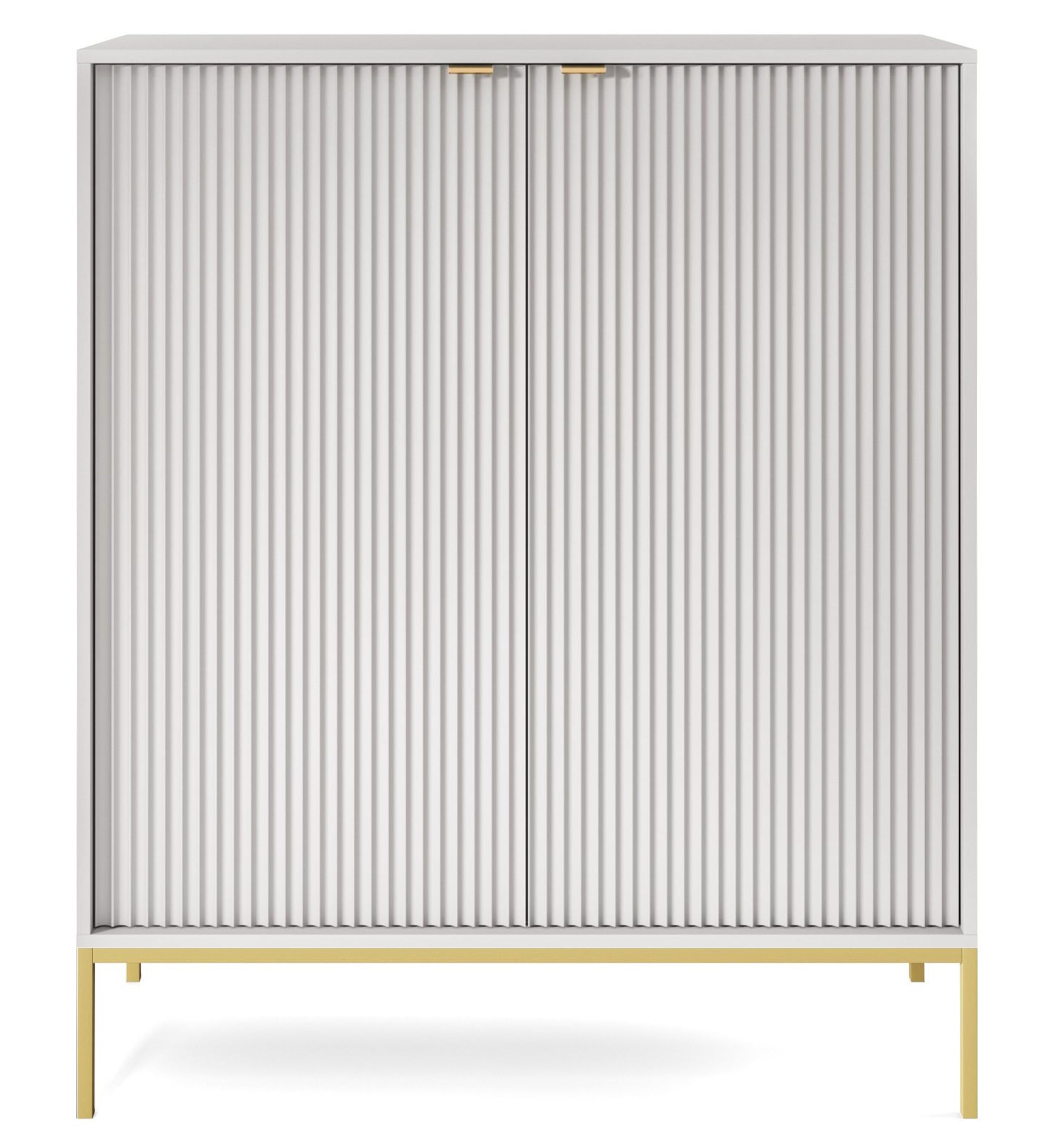 selsey-vellore-hohe-kommode-2-t-rig-grau-mit-rillenfronten-goldenes-gestell image 2