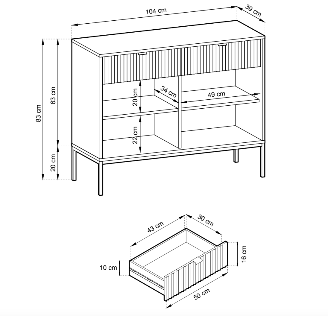 selsey-vellore-zweit-rige-kommode-104-cm-kaschmir-mit-rillenfronten-goldenes-ges image 6