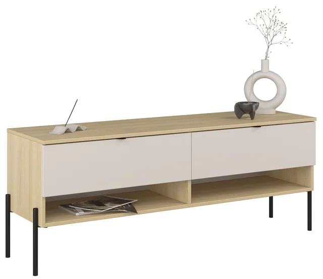 selsey-ore-tv-schrank-140-cm-mit-2-schubladen-lindberg-eiche-kaschmir image 1