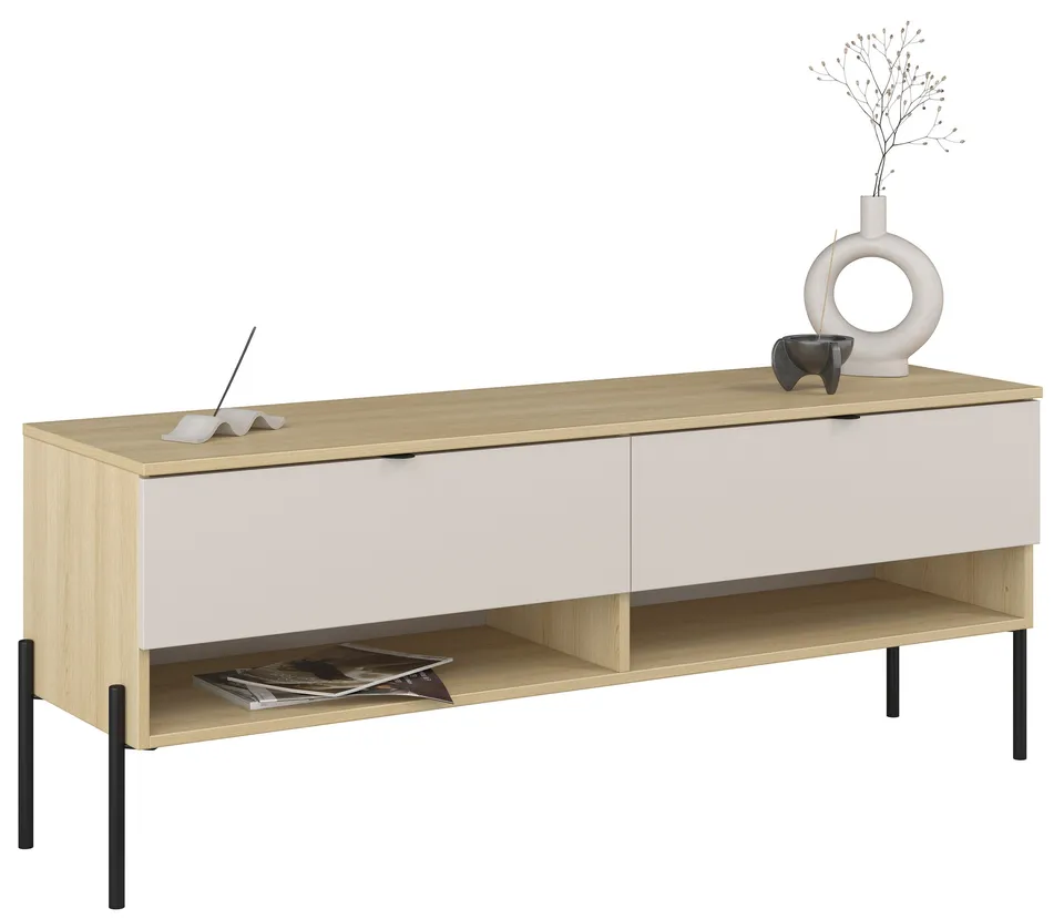 selsey-ore-tv-schrank-140-cm-mit-2-schubladen-lindberg-eiche-kaschmir image 1