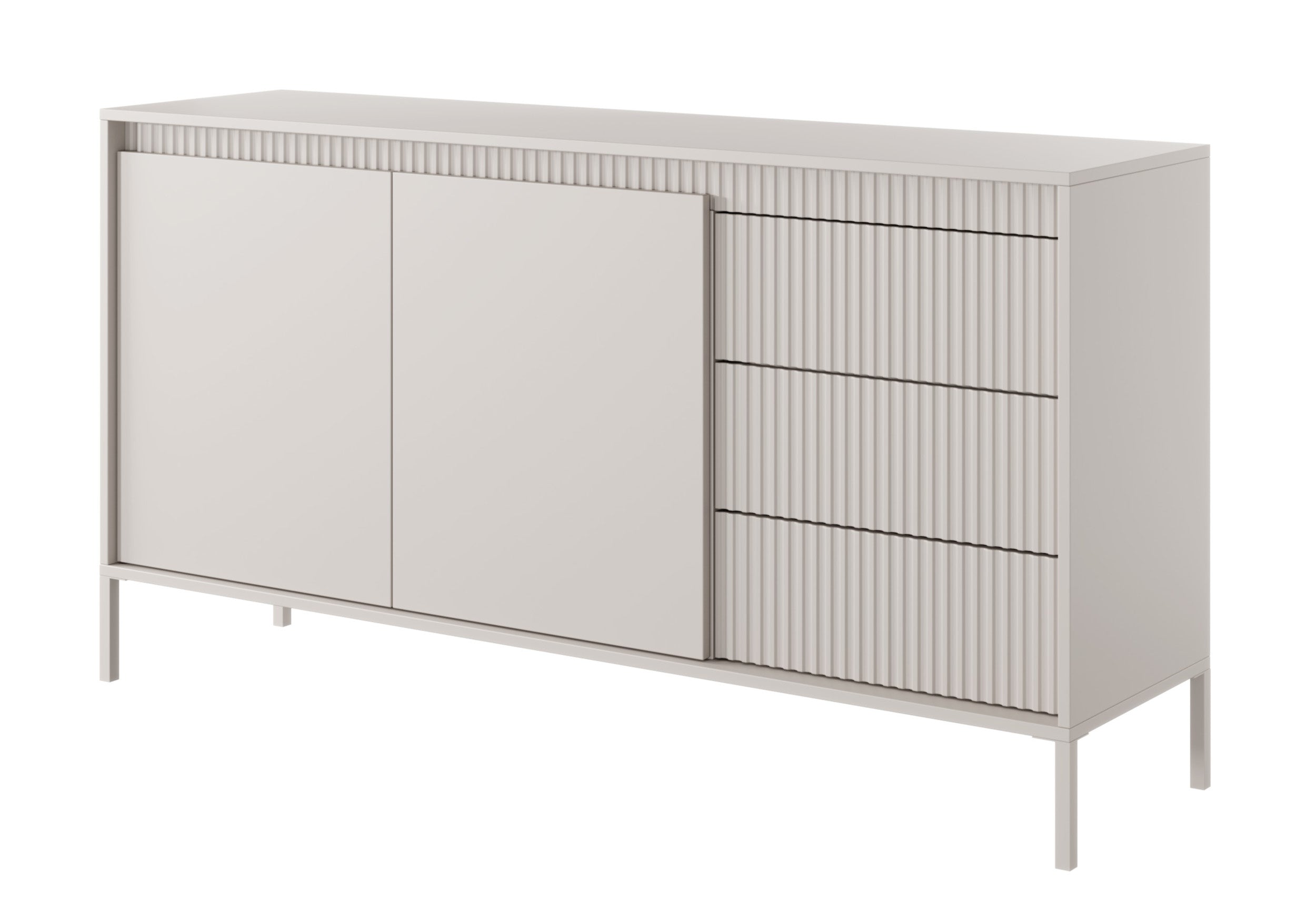 selsey-falsetto-zweit-rige-kommode-154-cm-mit-3-schubladen-beige-gerillte-fronte image 1