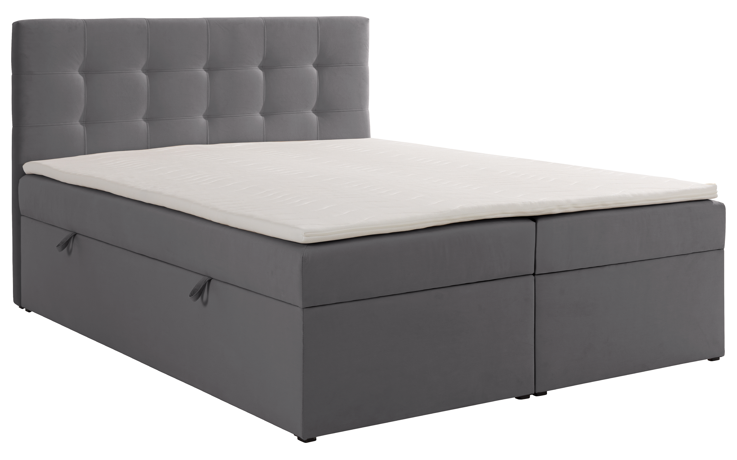 selsey-ronneo-kontinentalbett-140x200-cm-mit-stauraum-und-topper-aschgrauer-samt image 1
