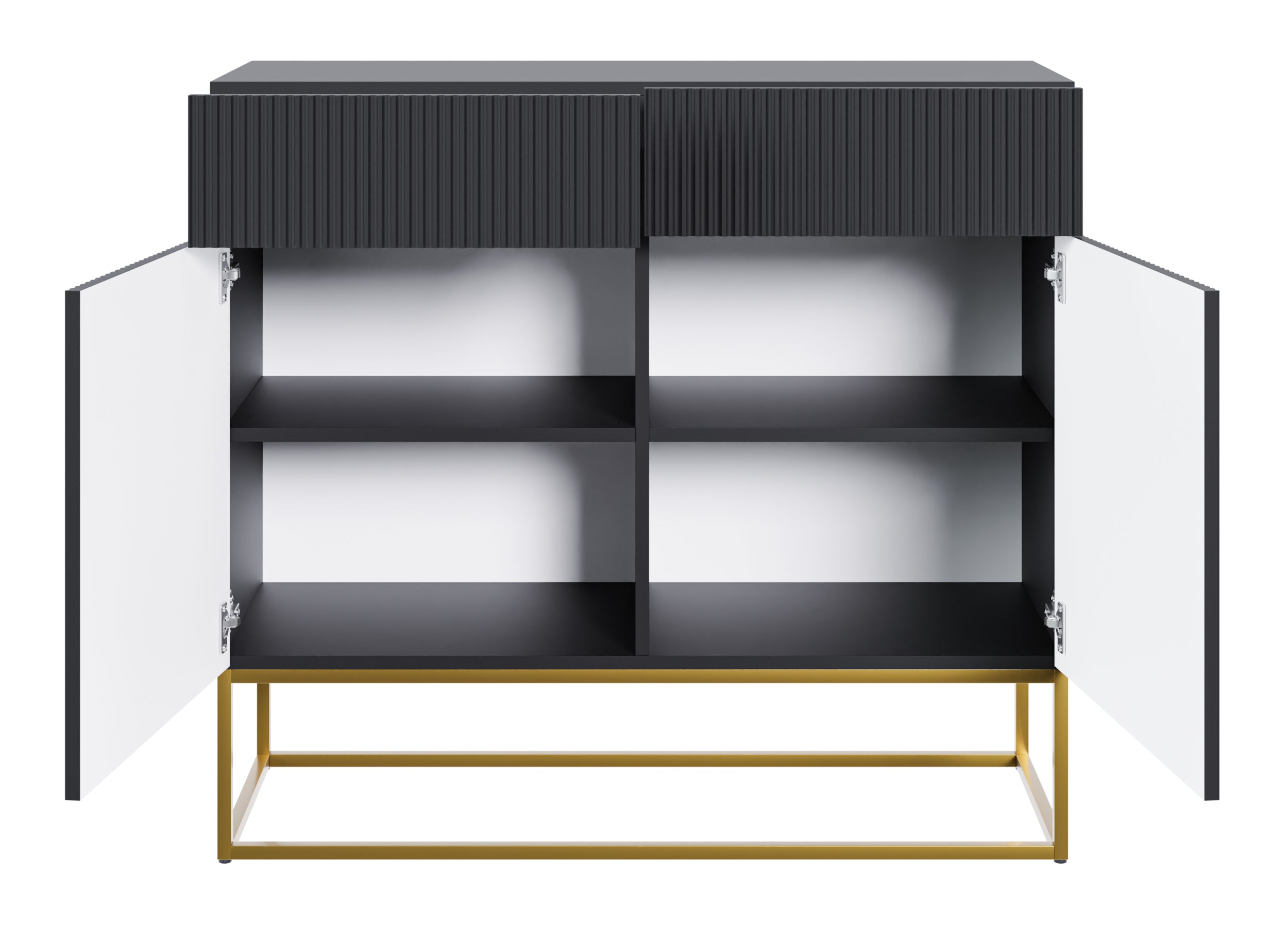selsey-veldio-kommode-100-cm-schwarz-2-schubladen-gefr-ste-front-goldene-beine image 5