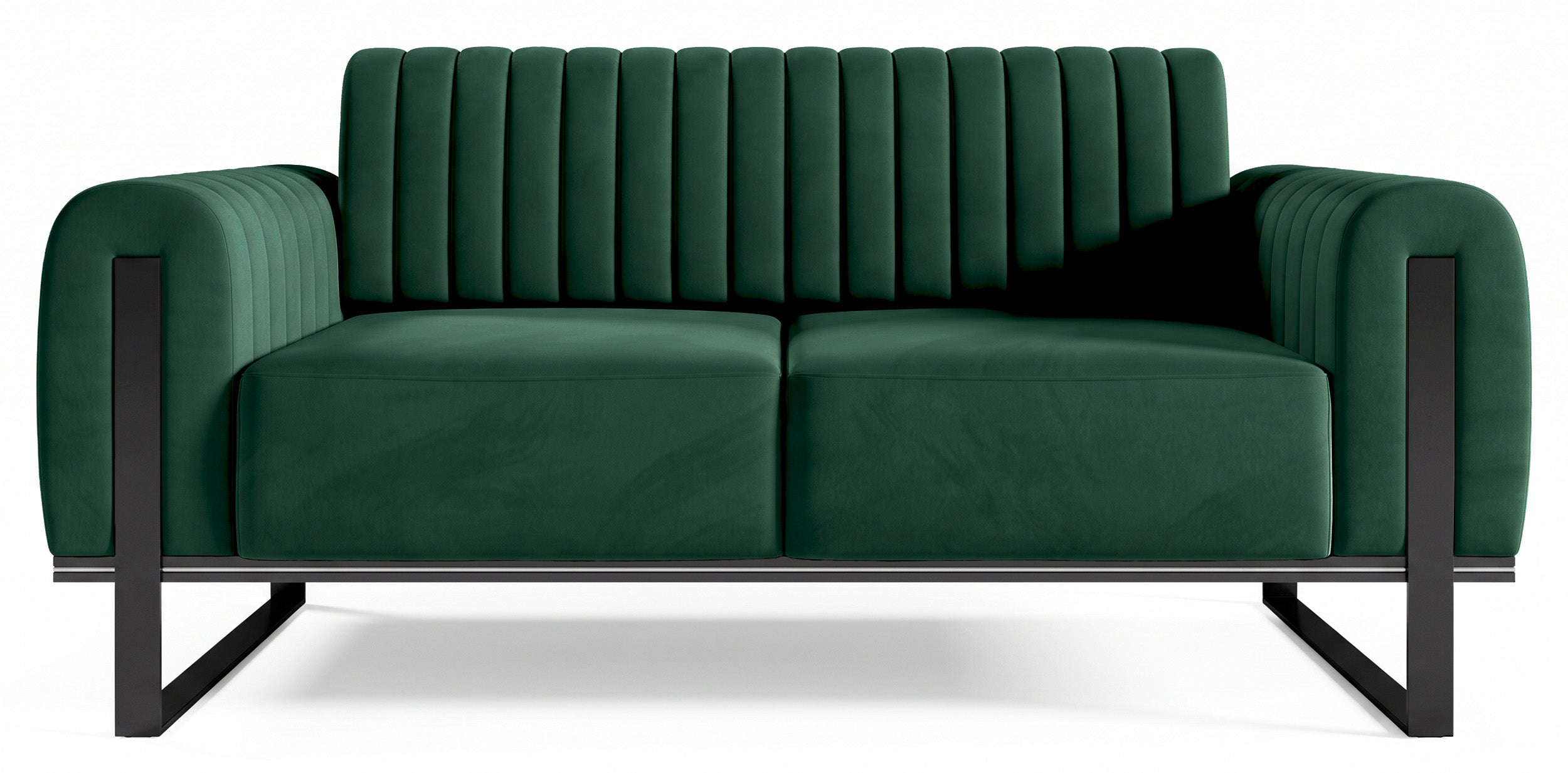 selsey-parissa-zweisitziges-sofa-gr-ner-samt-schwarze-beine image 1