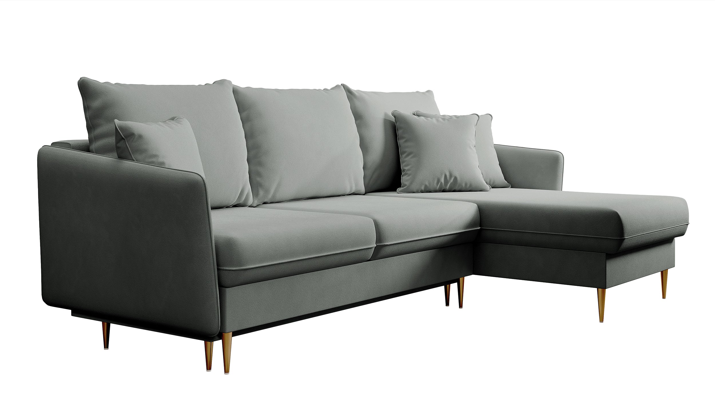 selsey-volio-ecksofa-mit-schlaffunktion-grauer-samt-wasserabweisend-goldene-bein image 5