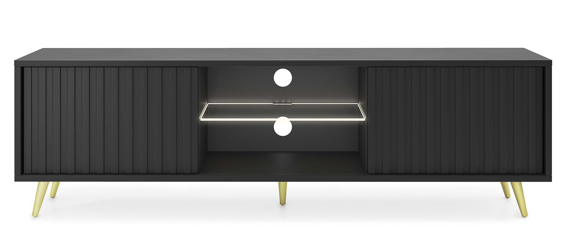 selsey-bello-tv-schrank-135-cm-schwarz-mit-lamellenfronten-und-goldenen-beinen image 5
