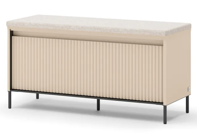 selsey-trend-schuhschrank-mit-sitzbank-und-beleuchtung-101-cm-sandbeige-schwarz- image 1