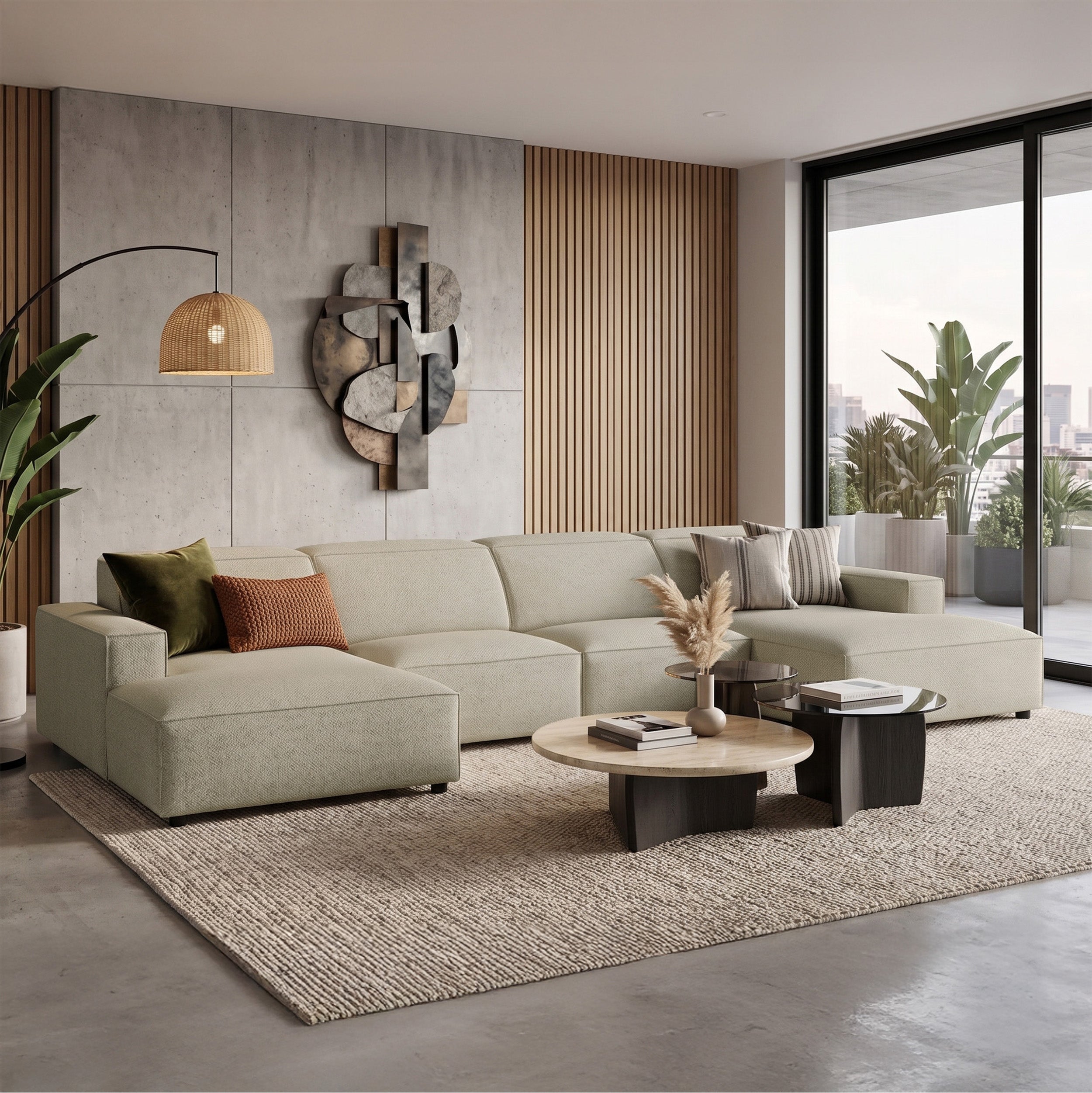selsey-sellmo-ecksofa-u-f-rmig-universell-hellgraubeige-hydrophobes-chenille-mod image 2