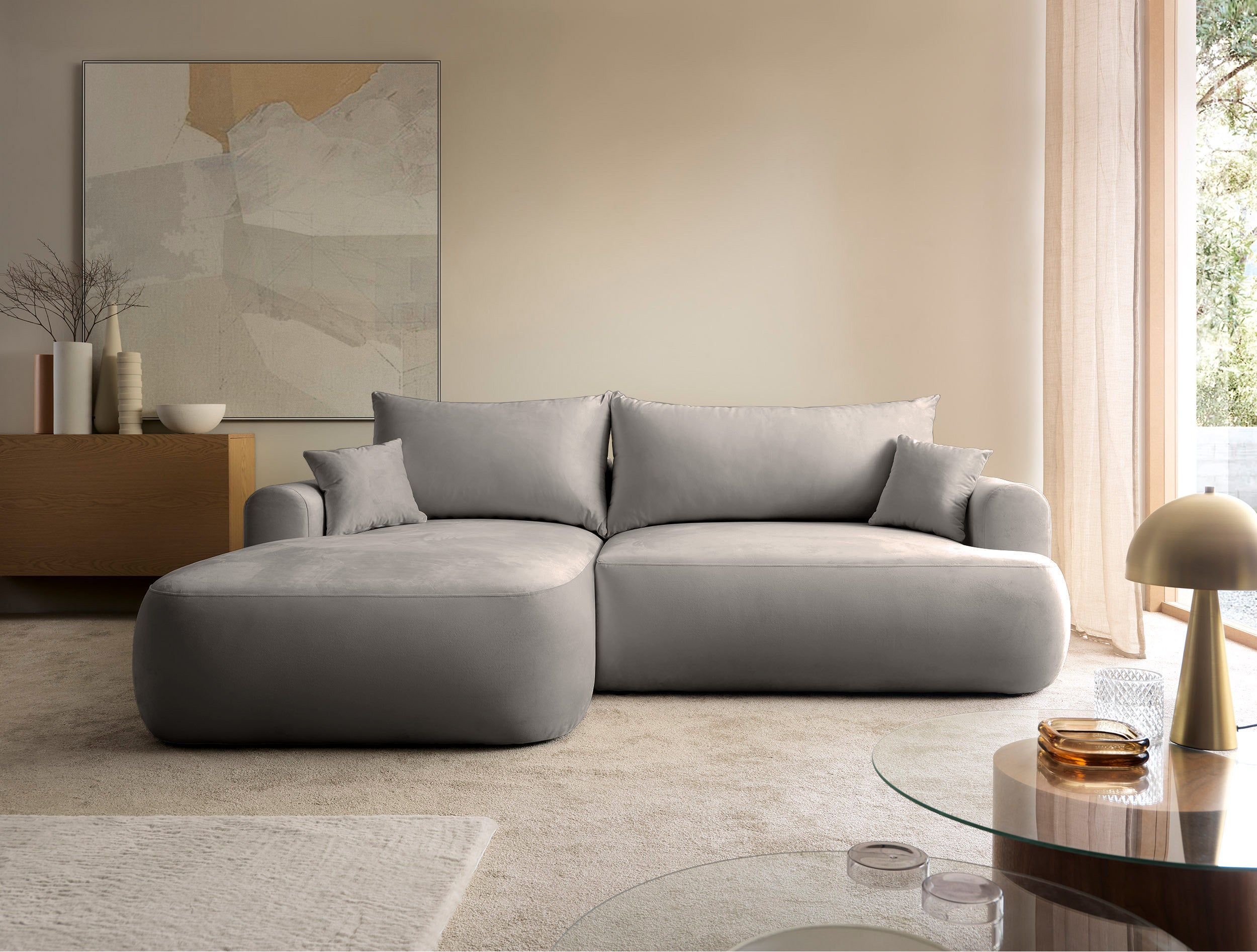 selsey-ovo-ecksofa-mit-schlaffunktion-l-links-mit-stauraum-hellgrauer-samtvelour image 2