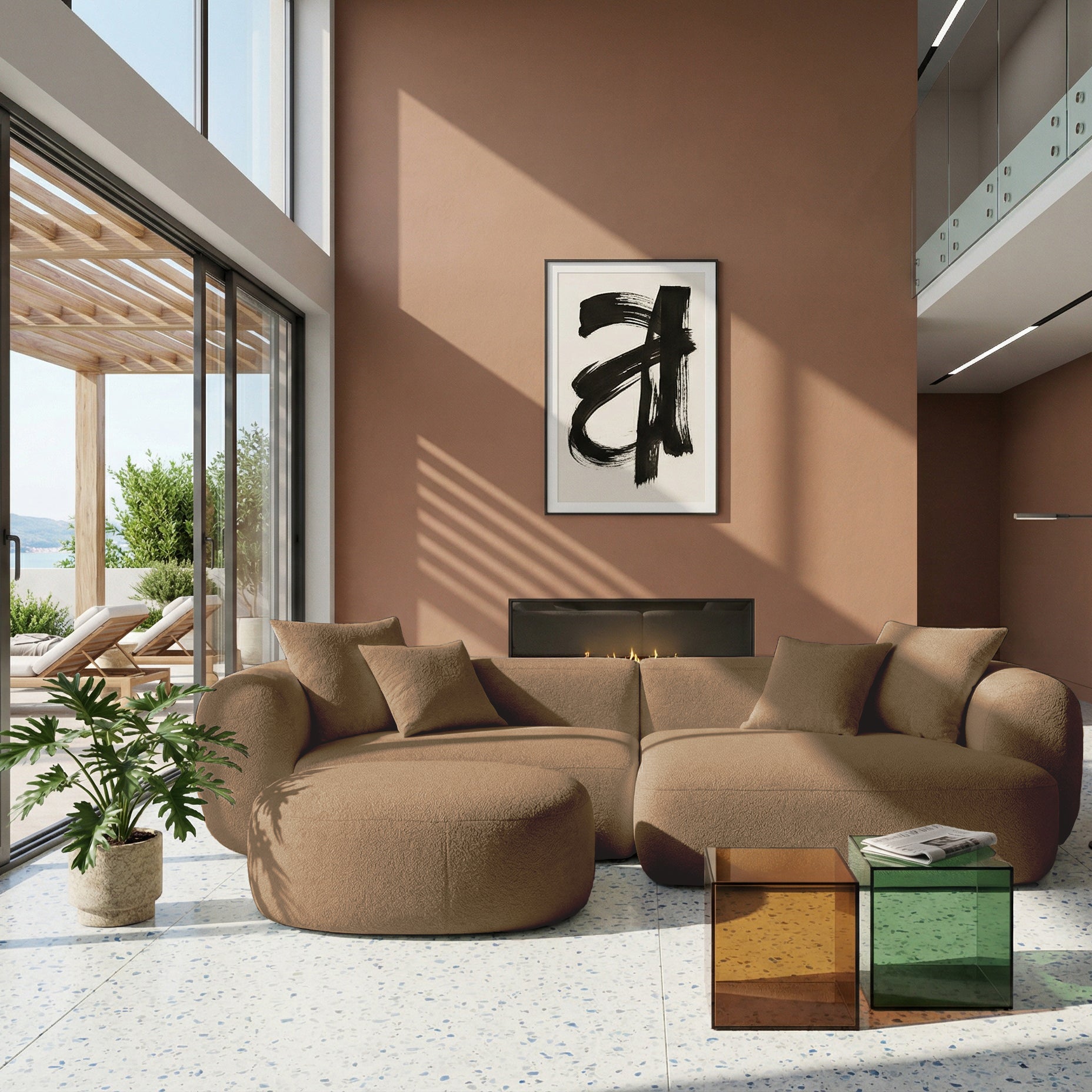 selsey-baomi-modulares-ecksofa-l-form-rechts-mit-ottomane-chenille-senfgelb image 2