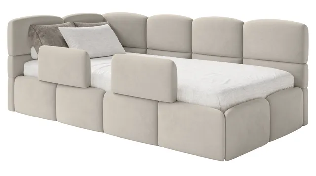 selsey-cloudy-jugendbett-90x200-cm-links-hellbeige-velours-mit-matratze-und-stau image 1