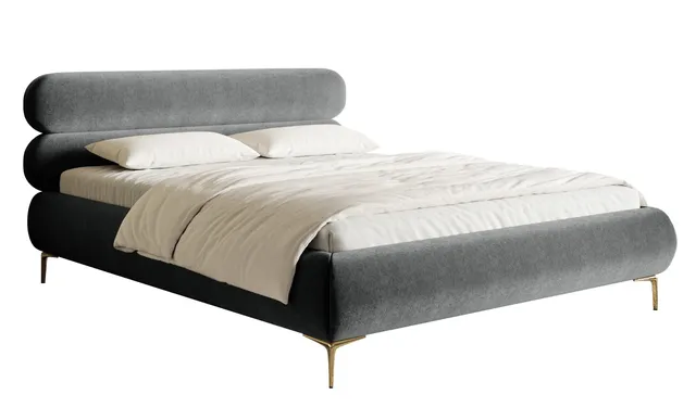 selsey-roule-gepolstertes-bett-160x200-cm-grauer-velours-goldene-beine image 1