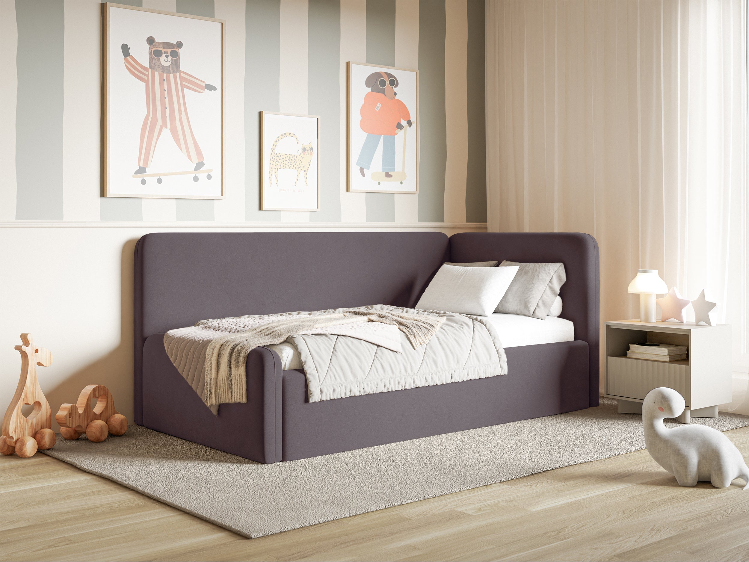 selsey-fanklo-jugendbett-120x200-cm-rechts-violetter-samt-mit-stauraum image 2