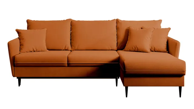 selsey-volio-ecksofa-mit-schlaffunktion-universell-kupfer-samt-schwarze-beine image 1