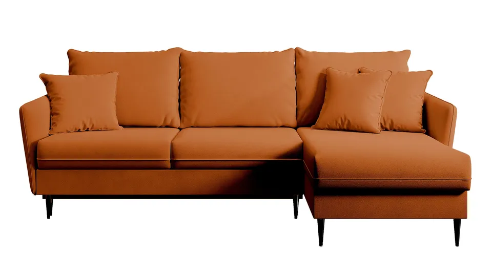 selsey-volio-ecksofa-mit-schlaffunktion-universell-kupfer-samt-schwarze-beine image 1