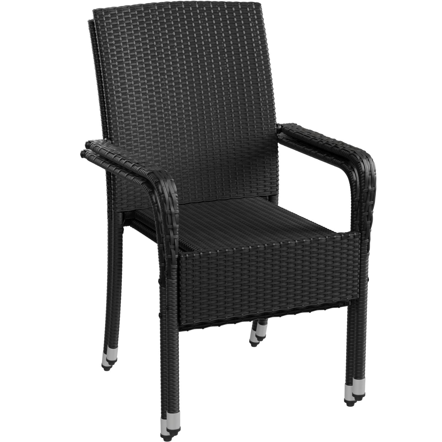 juskys-yoro-polyrattan-gartenst-hle-2er-set-stapelbar-mit-armlehnen-schwarz image 1